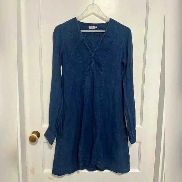 Faherty Long Sleeve Western Rodeo Boho Preppy Denim Dress Size XS - Picture 1 of 3